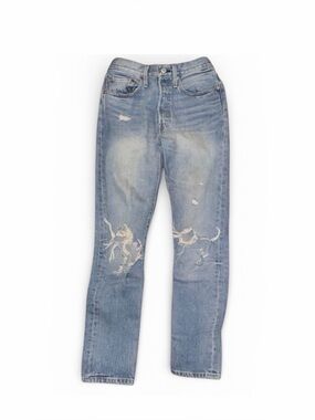 Levi's 501 x Revolve Distressed High Rise Jeans in Blue Jean Size 26 GUC
